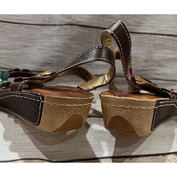 Spring Step Belladonna Colorful Leather Flower Wedge Sandals EU41 Fits US9.5/10 - Picture 9 of 12